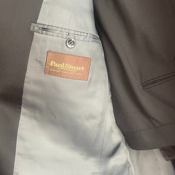 Paul Stuart Men’s Tuxedo, Sz 44 Tall, Black 100% Wool Pants 38 - Picture 11 of 11